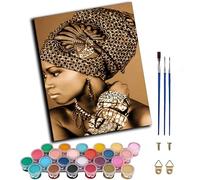 WANGXIAO DIY Painting by Numbers Kits for Adults Beginner,40x50cm，Oil Painting for Home Wall Decoration Hand Painted Gifts,African Couple Girls,Frameless