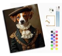 WANGXIAO Oil Paint by Numbers Kits for Adults Beginners,On Clear Symbols Colored Canvas,Easy DIY Acrylic Pigment Drawing kit,16x20in,Duke The Beagle,with Frame