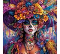 WANGXIAO Oil Paint by Numbers Kits for Adults Beginners,On Clear Symbols Colored Canvas,Easy DIY Acrylic Pigment Drawing Kit,16X16In,The Bride of The Dead,Frameless