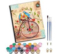 WANGXIAO Paint by Number for Adults,DIY Oil Painting Kits with Brushes and Acrylic Pigment,Canvas Painting Decor Gifts，16 x 20 inch，Retro Rose Bicycle,Frameless
