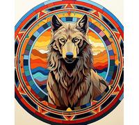 WANGXIAO Paint by Number for Adults,DIY Oil Painting Kits with Brushes and Acrylic Pigment,Canvas Painting Decor Gifts,16 X 16 Inch,Wolf God, Magic Circle,Fantasy Animals,Frameless