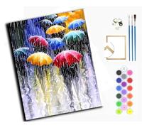 WANGXIAO Paint by Number for Adults,DIY Oil Painting Kits with Brushes and Acrylic Pigment,Canvas Painting Decor Gifts，16 x 20 inch，Girl Holding an Umbrella,with Frame