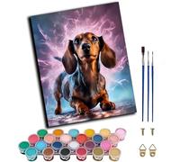 WANGXIAO Paint by Number for Adults,DIY Oil Painting Kits with Brushes and Acrylic Pigment,Canvas Painting Decor Gifts，16 x 20 inch，Magic Dog Dachshund,Frameless