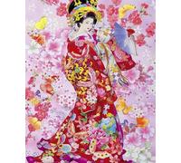WANGXIAO Paint by Numbers,DIY Oil Painting Kit for Adults Beginner,with Paint Brushes and Acrylic Pigment,16 x 20 inch,Beautiful Geisha in Kimono,Frameless