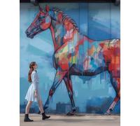 WANGXIAO Paint by Numbers,DIY Oil Painting Kit for Adults Beginner,with Paint Brushes and Acrylic Pigment，16 x 20 inch，Girl and Horse Doodle Animals,Frameless