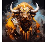 WANGXIAO Paint by Numbers for Adults ，16X16 Inch，Oil Painting DIY Number Painting Kits Hand Painted Gifts Wall Decor，Golden Buffalo Warrior,Frameless