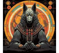 WANGXIAO Paint by Numbers for Adults ，16X16 Inch，Oil Painting DIY Number Painting Kits Hand Painted Gifts Wall Decor，Ancient Egypt Style Wolf Magic Circle,with Frame