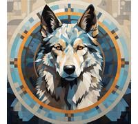WANGXIAO Paint by Numbers for Adults ,16X16 Inch,Oil Painting DIY Number Painting Kits Hand Painted Gifts Wall Decor,Wolf God, Magic Circle,Fantasy Animals,Frameless