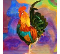 WANGXIAO Paint by Numbers for Adults ，16X16 Inch，Oil Painting DIY Number Painting Kits Hand Painted Gifts Wall Decor，Colorful Rooster,with Frame