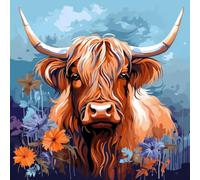 WANGXIAO Paint by Numbers for Adults ，16X16 Inch，Oil Painting DIY Number Painting Kits Hand Painted Gifts Wall Decor，Graffiti Abstract Colorful Highland Cow,with Frame