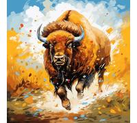 WANGXIAO Paint by Numbers for Adults ，16X16 Inch，Oil Painting DIY Number Painting Kits Hand Painted Gifts Wall Decor，Colorful Graffiti African Buffalo, Bison,with Frame