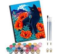 WANGXIAO Paint by Numbers for Adults，16x20 Inch，Oil Painting DIY Number Painting Kits Hand Painted Gifts Wall Decor，Cute Black cat,Frameless