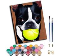 WANGXIAO Paint by Numbers for Adults，16x20 Inch，Oil Painting DIY Number Painting Kits Hand Painted Gifts Wall Decor，Black French Bulldog,Frameless