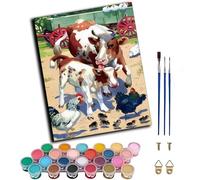 WANGXIAO Paint by Numbers for Adults，16x20 Inch，Oil Painting DIY Number Painting Kits Hand Painted Gifts Wall Decor，Happy Farm Cow,Frameless