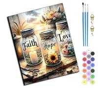 WANGXIAO Paint by Numbers for & Adults,DIY Acrylic Oil Painting Kits 16 x 20 inch Hand Painted Gift -Faith, Hope and Love,Frameless