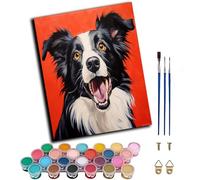 WANGXIAO Paint by Numbers for & Adults,DIY Acrylic Oil Painting Kits 16 x 20 inch Hand Painted Gift -Red Border Collie Dog,Frameless
