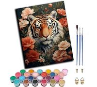 WANGXIAO Paint by Numbers for & Adults,DIY Acrylic Oil Painting Kits 16 x 20 inch Hand Painted Gift -Tiger Shadow Among Flowers,Frameless