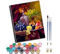WANGXIAO Paint by Numbers for Adults,DIY Oil Painting Art Kits with Acrylic Paint Brushes Craft Kits for Home Decor，40x50cm，Grapes Peaches Oranges Fruits,Frameless