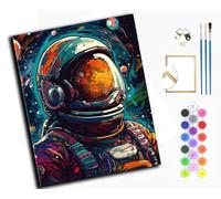 WANGXIAO Paint by Numbers for Adults,DIY Oil Painting Art Kits with Acrylic Paint Brushes Craft Kits for Home Decor，40x50cm，Space Graffiti Astronaut,with Frame