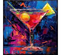WANGXIAO Paint by Numbers for Adults,DIY Oil Painting Gift Kits,16 * 16 Inch,Hand Painted Digital Painting Art Home Decoration,Passion Martini,with Frame