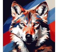 WANGXIAO Paint by Numbers for Adults,DIY Oil Painting Gift Kits,16 * 16 Inch,Hand Painted Digital Painting Art Home Decoration,Colorful Graffiti Wolf Art,with Frame