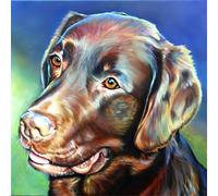 WANGXIAO Paint by Numbers for Adults,DIY Oil Painting Gift Kits,16 * 16 Inch,Hand Painted Digital Painting Art Home Decoration,Chocolate Labrador Retriever,Frameless