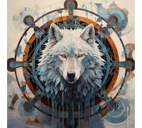 WANGXIAO Paint by Numbers for Adults,DIY Oil Painting Gift Kits,16 * 16 Inch,Hand Painted Digital Painting Art Home Decoration,Fantasy Animal Wolf, Magic Circle,with Frame