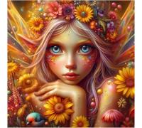 WANGXIAO Paint by Numbers for Adults,DIY Oil Painting Gift Kits,16 * 16 Inch,Hand Painted Digital Painting Art Home Decoration,Autumn Flower Fairy,with Frame