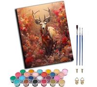 WANGXIAO Paint by Numbers for Adults,DIY Oil Painting Gift Kits,16 * 20 inch,Hand Painted Digital Paints Art Home Decoration,Deer Shadow Among Flowers,Frameless
