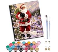WANGXIAO Paint by Numbers for Adults,DIY Oil Painting Gift Kits 16 * 20 inch Hand Painted Digital Painting Art Home Decoration -Christmas Town Santa Claus,Frameless