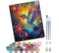 WANGXIAO Paint by Numbers for Adults,DIY Oil Painting Gift Kits 16 * 20 inch Hand Painted Digital Painting Art Home Decoration -Colorful Bird Flowers Hummingbird,Frameless