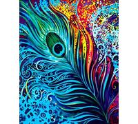 WANGXIAO Paint by Numbers for Adults,DIY Oil Painting Gift Kits,16 * 20 inch,Hand Painted Digital Painting Art Home Decoration,Colorful Peacock Feathers,Frameless
