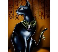 WANGXIAO Paint by Numbers for Adults,DIY Oil Painting Gift Kits,16 * 20 inch,Hand Painted Digital Painting Art Home Decoration,Egyptian Animals Mystical Black Cat,Frameless