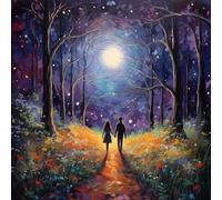 WANGXIAO Paint by Numbers for Adults,DIY Oil Painting Kit,16X16 Inch，Hand Drawn Gifts,Moonlit Path,with Frame