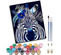 WANGXIAO Paint by Numbers for Adults,DIY Oil Painting Kit,16x20 inch,Hand Drawn Gifts,Blue Zebra,Frameless