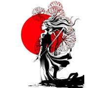 WANGXIAO Paint by Numbers for Adults,DIY Oil Painting Kit,16x20 inch，Hand Drawn Gifts,Japanese Geisha Tattoo Kimono Beauty,Frameless