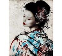 WANGXIAO Paint by Numbers for Adults,DIY Oil Painting Kit,16x20 inch，Hand Drawn Gifts,Japanese Geisha Tattoo Beauty,Frameless