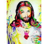 WANGXIAO Paint by Numbers for Adults,DIY Paint by Numbers for Beginner,Oil Painting for Wall Art,20x16inch,Colorful Sacred Heart of Jesus,Frameless
