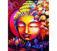 WANGXIAO Paint by Numbers for Adults,DIY Paint by Numbers for Beginner,Oil Painting for Wall Art,20x16inch，Colorful Lotus Buddha Religious Art,Frameless