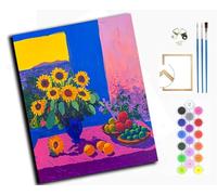 WANGXIAO Paint by Numbers for Adults,DIY Paint by Numbers for Beginner,Oil Painting for Wall Art,20x16inch，Sunflowers and Summer Fruits,with Frame