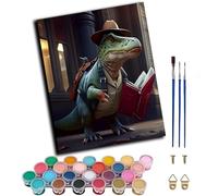 WANGXIAO Paint by Numbers for Adults,DIY Paint by Numbers for Beginner,Oil Painting for Wall Art,20x16inch，Reading Dinosaur,Frameless
