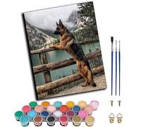 WANGXIAO Paint by Numbers for Adults - Painting by Numbers for,Oil Number Painting Kits for Home Wall Decor，20x16inch，Mountain German Shepherd,Frameless