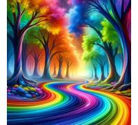 WANGXIAO Paint by Numbers for Adults - Painting by Numbers for,Oil Number Painting Kits for Home Wall Decor,16X16Inch,Rainbow Dream Path,Frameless