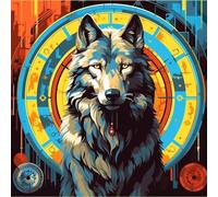 WANGXIAO Paint by Numbers for Adults - Painting by Numbers for,Oil Number Painting Kits for Home Wall Decor,16X16Inch,Wolf God, Magic Circle,Fantasy Animals,Frameless