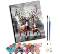 WANGXIAO Paint by Numbers for Adults - Painting by Numbers for,Oil Number Paints Kits for Home Wall Decor，20x16inch，Deer Animal,Frameless