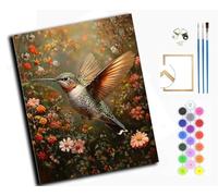WANGXIAO Paint by Numbers Kit for Adults,Adults' Oil Painting Number Kits for Wall Art,20x16inch，Hummingbird in Flowers,with Frame