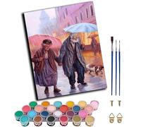 WANGXIAO Paint by Numbers Kit for Adults,Adults' Oil Painting Number Kits for Wall Art,20x16inch，Loving Couple Holding an Umbrella,Frameless
