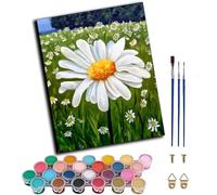 WANGXIAO Paint by Numbers Kit for Adults,Adults' Oil Painting Number Kits for Wall Art,20x16inch，Small Daisy Flowers Green Meadow,Frameless