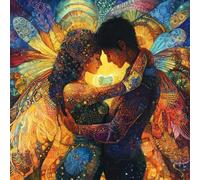 WANGXIAO Paint by Numbers Kit for Adults,Adults' Paint-by-Number Kits,Oil Painting for Wall Art,16X16Inch,Couple's Soul Embrace,with Frame