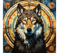 WANGXIAO Paint by Numbers Kit for Adults,Adults' Paint-by-Number Kits,Oil Painting for Wall Art,16X16Inch,Wolf God, Magic Circle,Fantasy Animals,Frameless